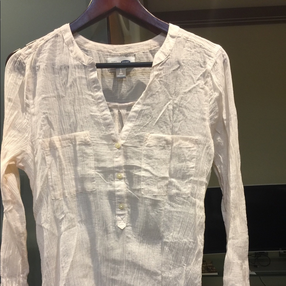 Pale pink crinkle gauze tunic Sz L